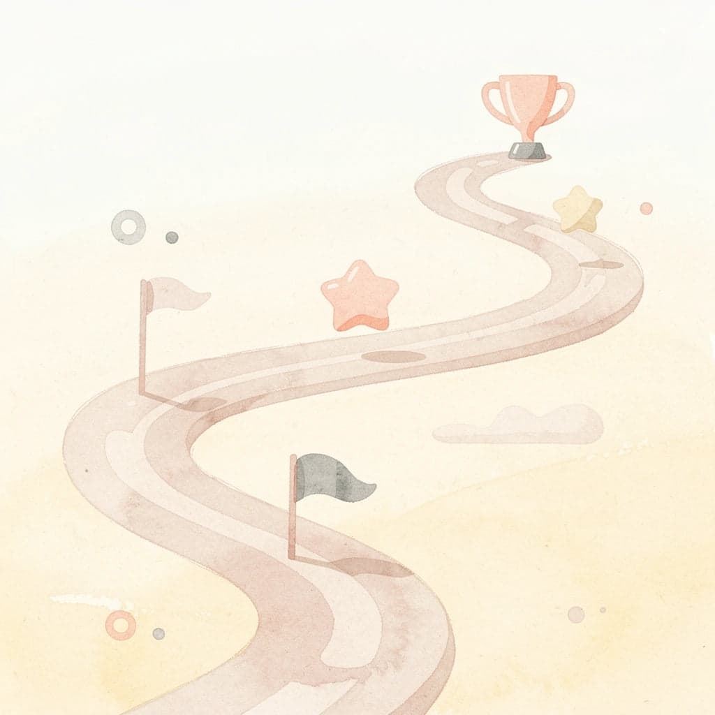 Winding path with milestones representing retirement planning journey