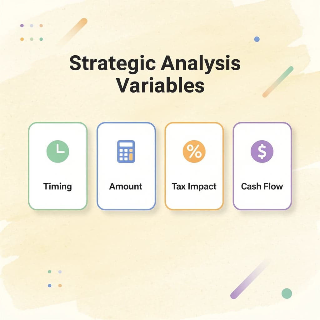 Infographic showing four key variables in Roth conversion strategic analysis