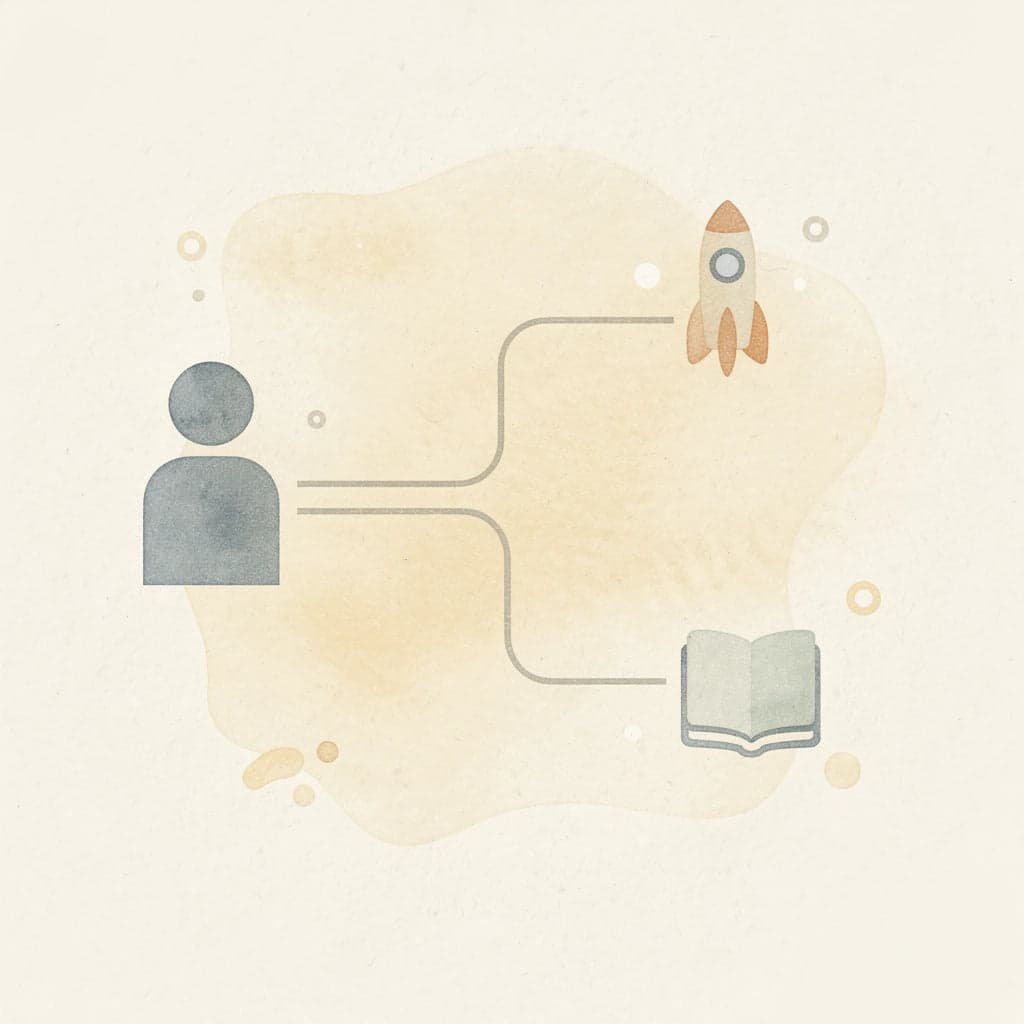 Icon showing decision point splitting into multiple rollover strategy paths