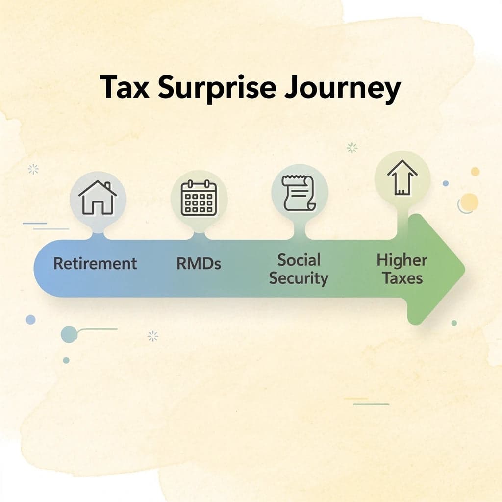 Progression showing path from retirement to higher taxes