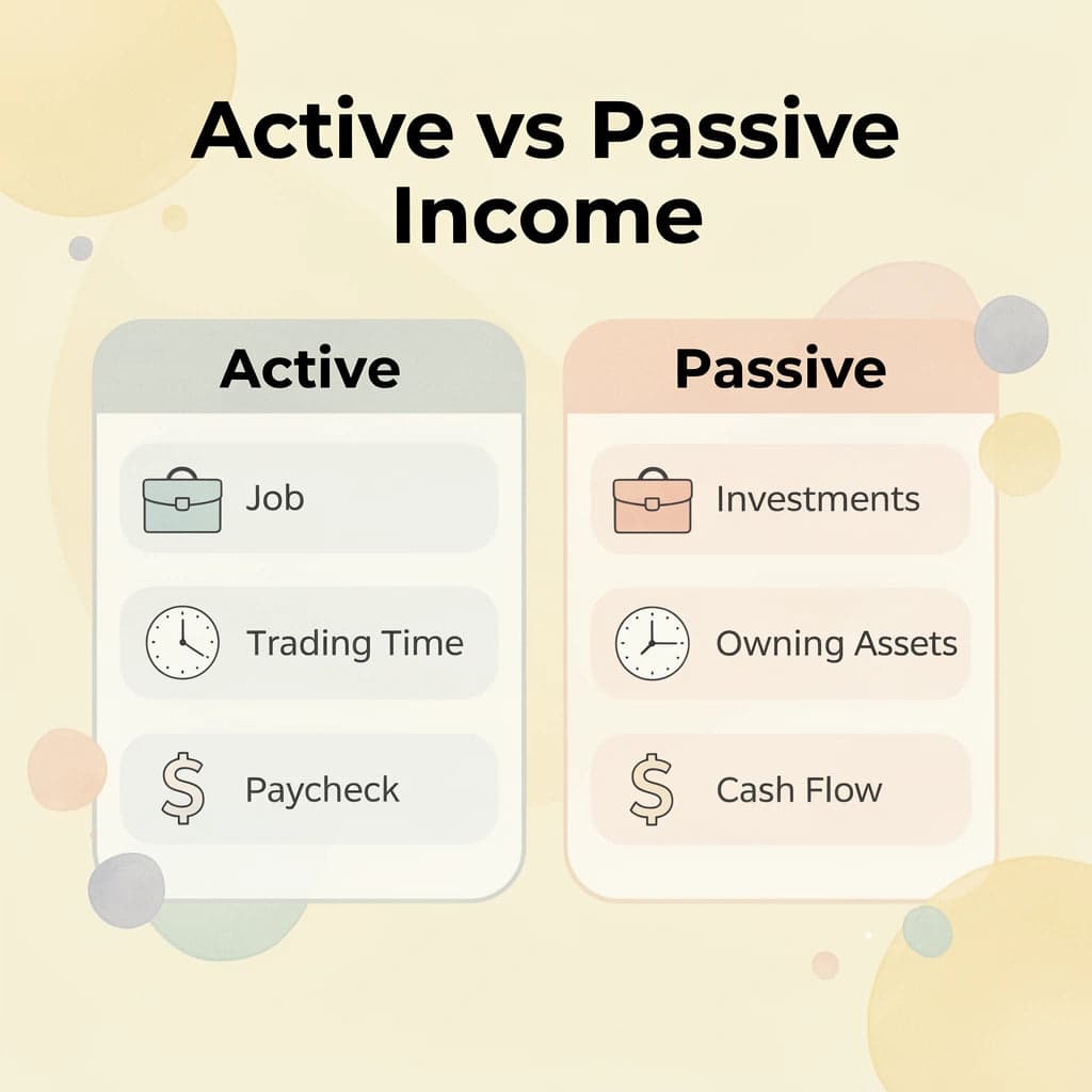 Comparison chart showing active versus passive income sources