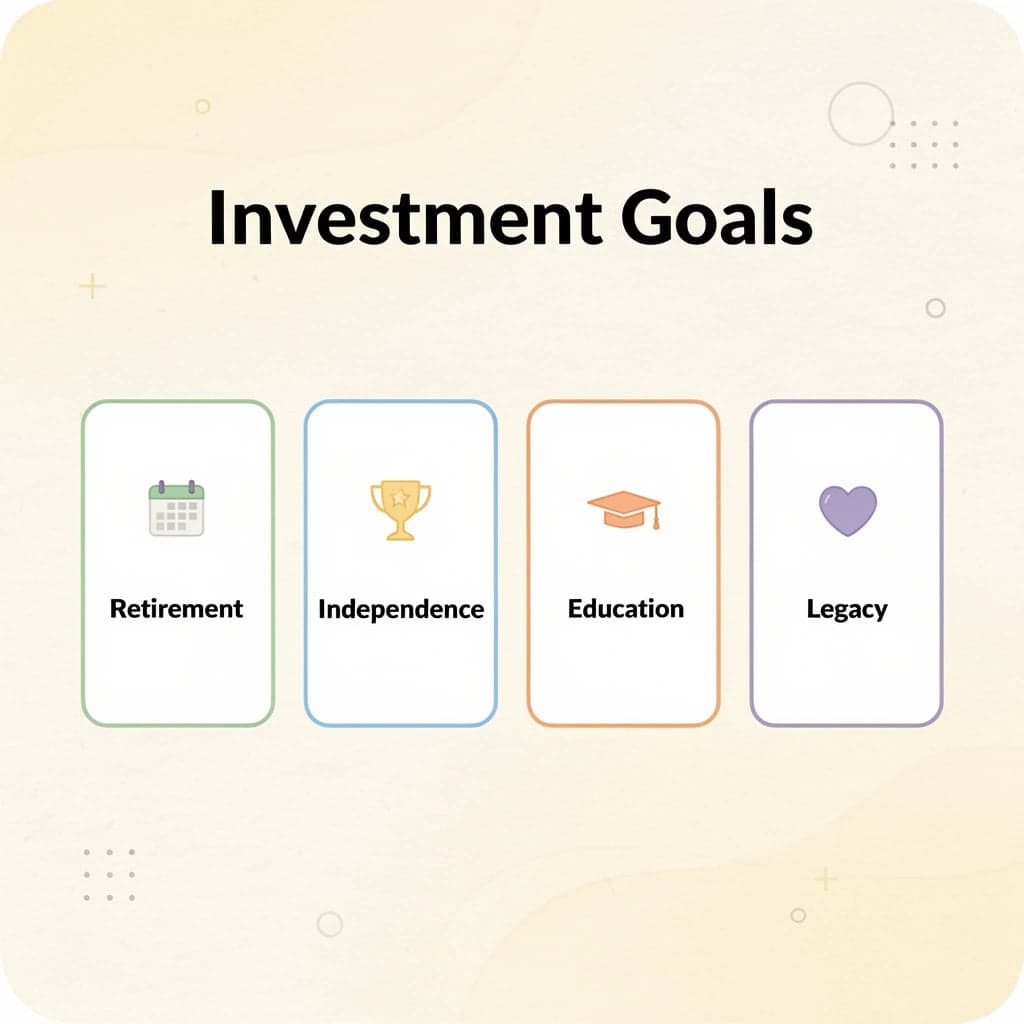 Four investment goal categories with icons