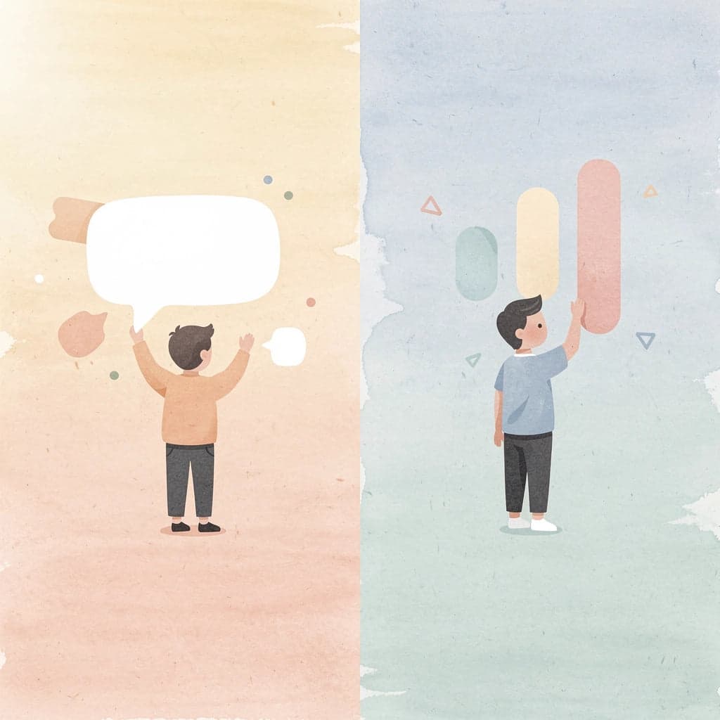 Split scene illustration showing the gap between knowing and doing