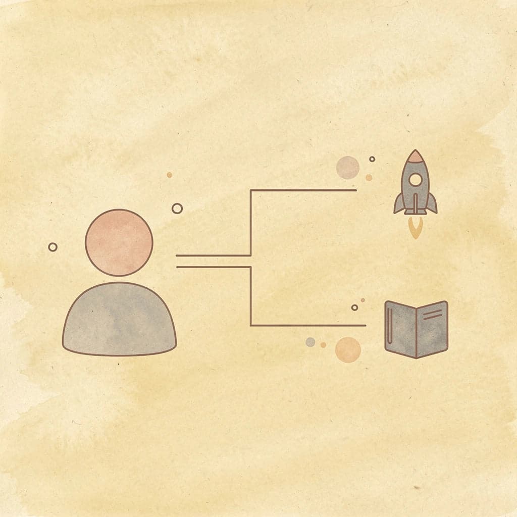 Icon showing wealth-building path splitting into two different outcomes