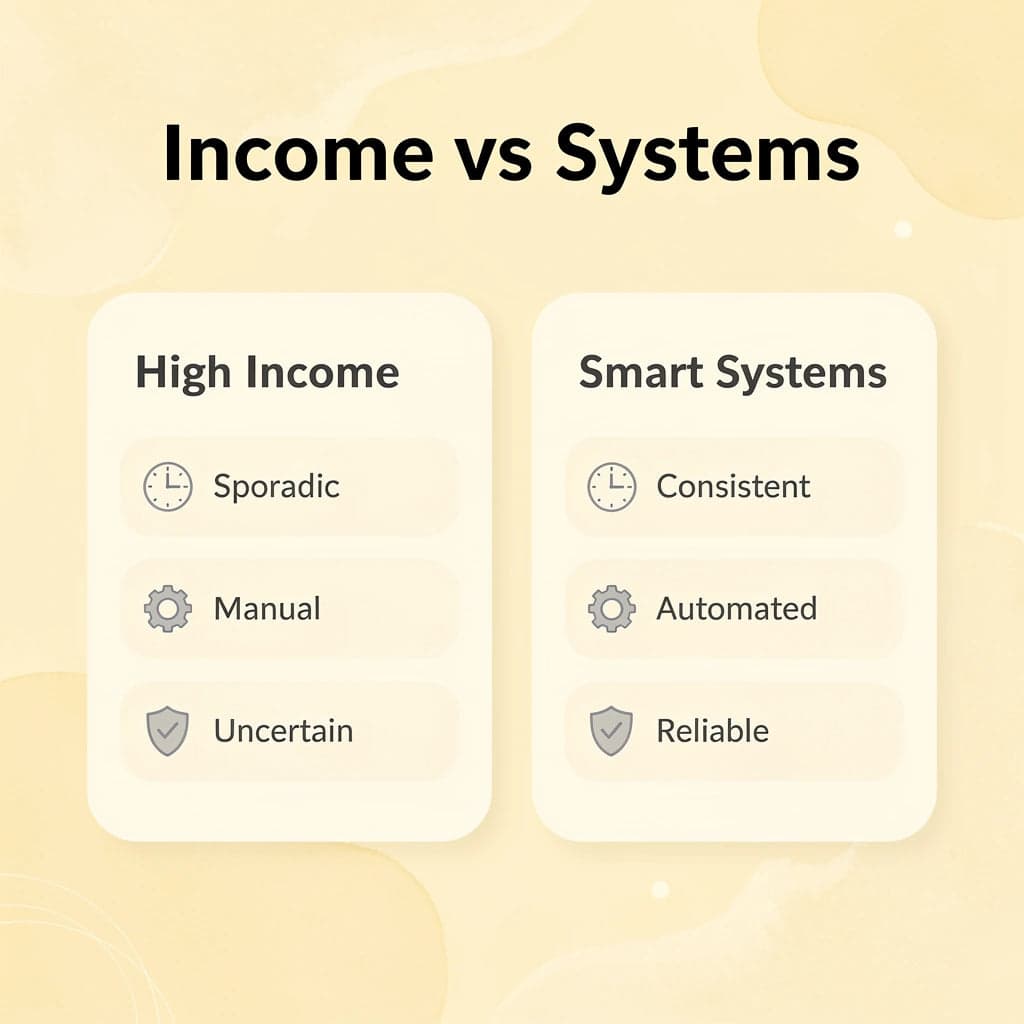 Comparison chart showing high income versus smart systems approach
