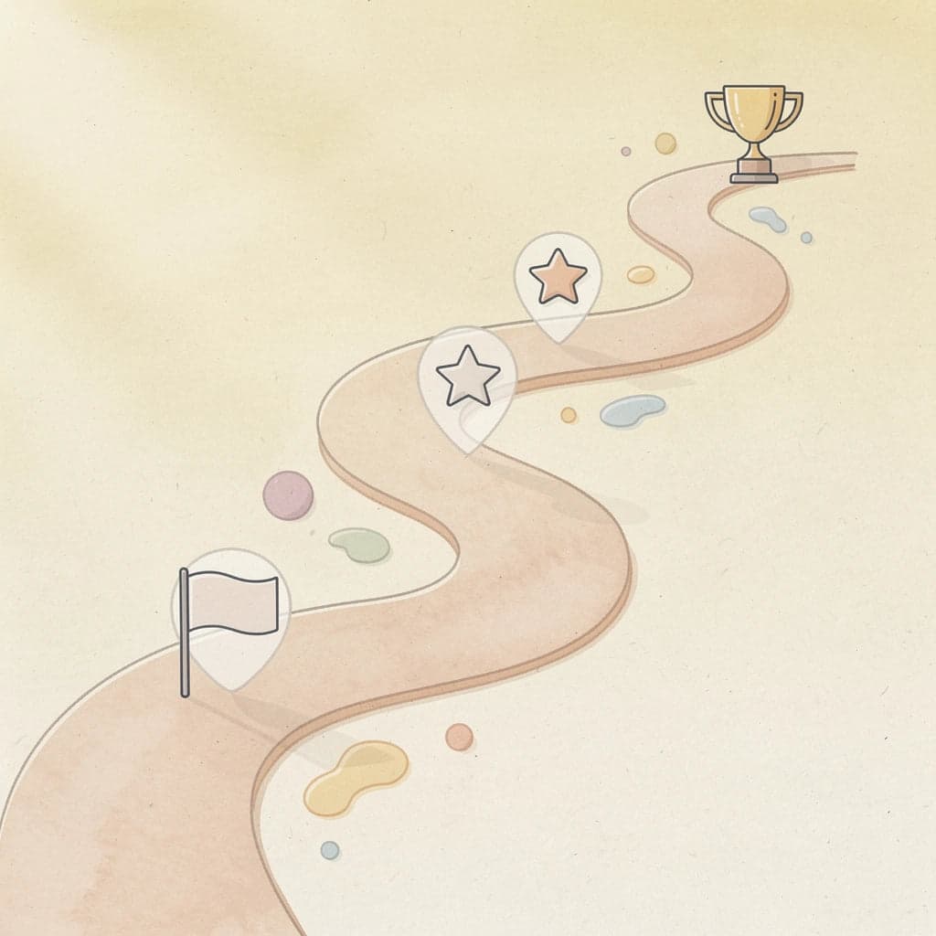 Illustration of a winding path representing the journey from theory to action
