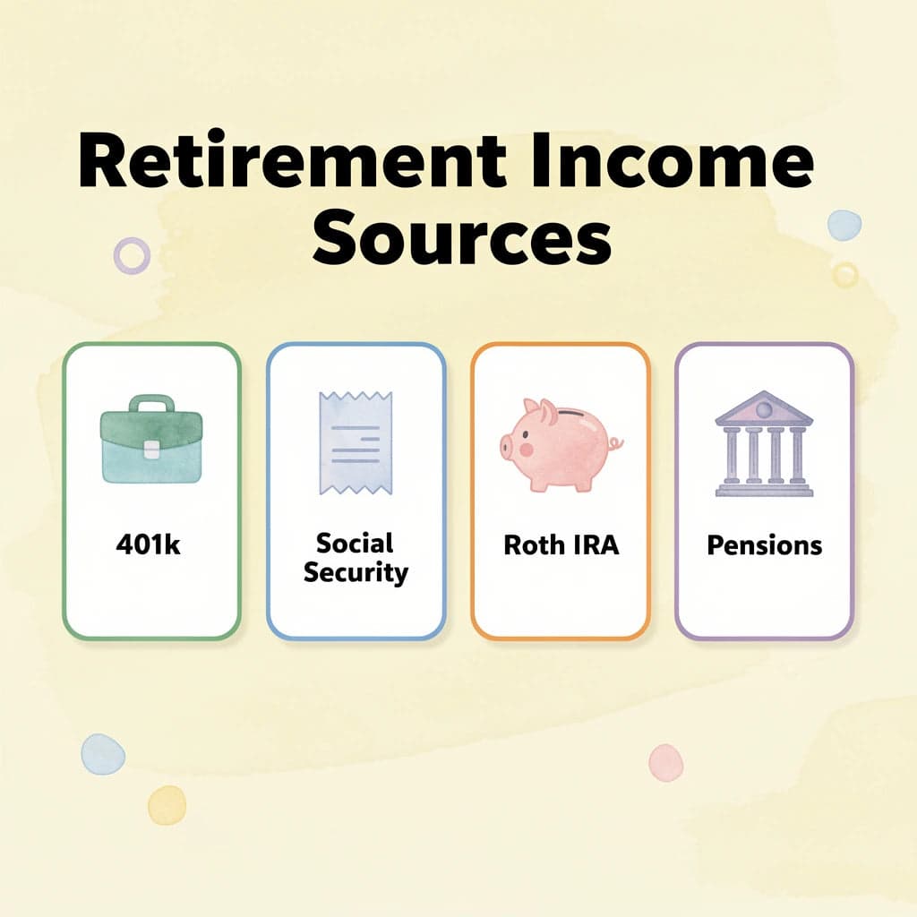 Infographic showing different retirement income sources and their tax treatments