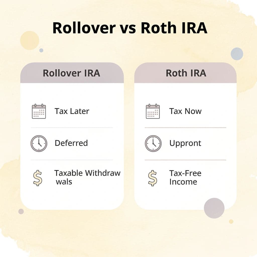 Comparison chart showing differences between Rollover IRA and Roth IRA