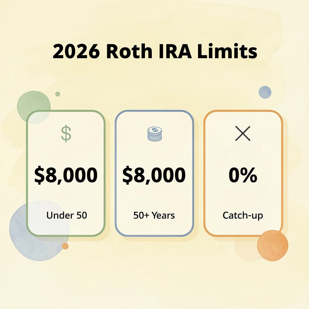 Infographic showing 2026 Roth IRA contribution limits