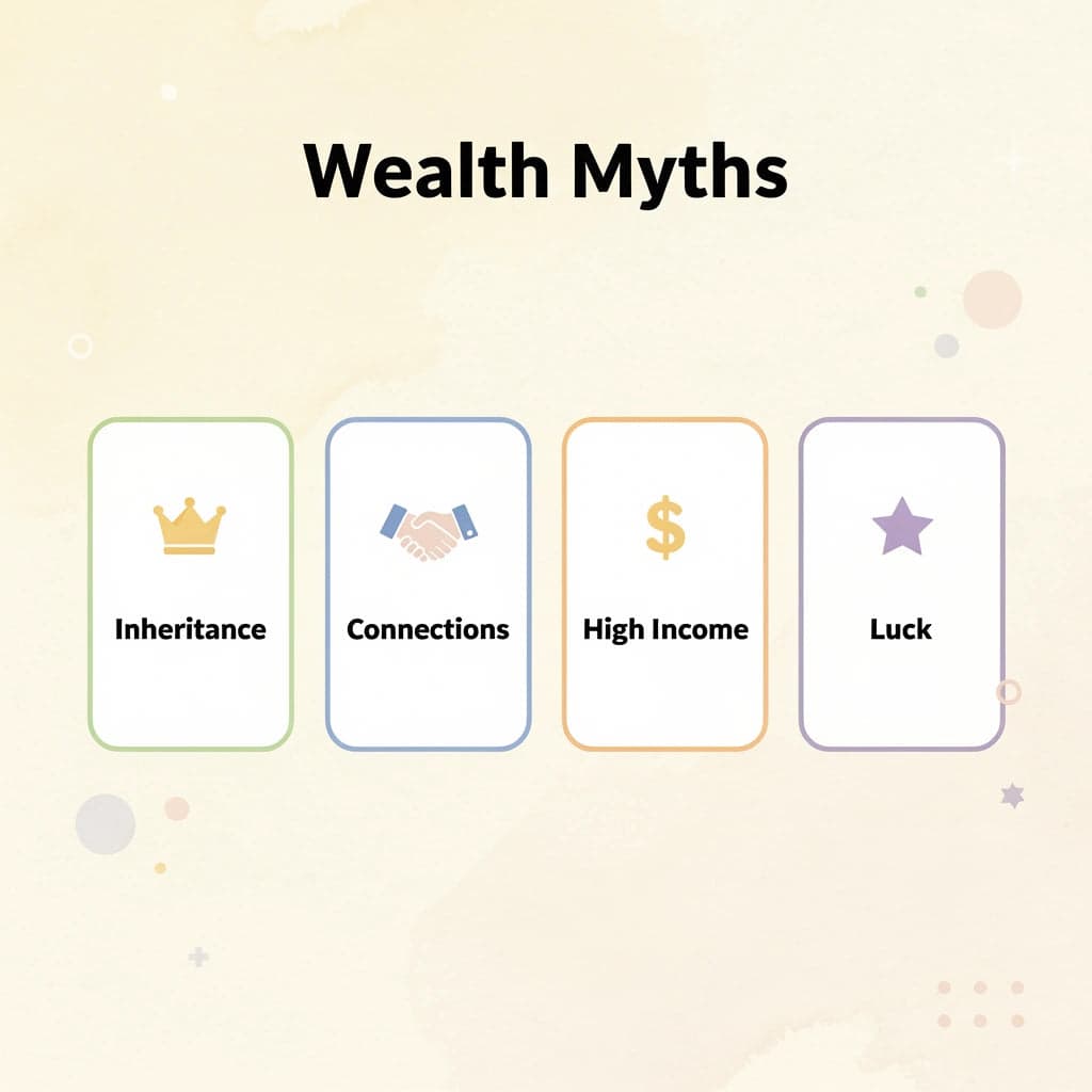 Four cards showing common wealth mythology beliefs