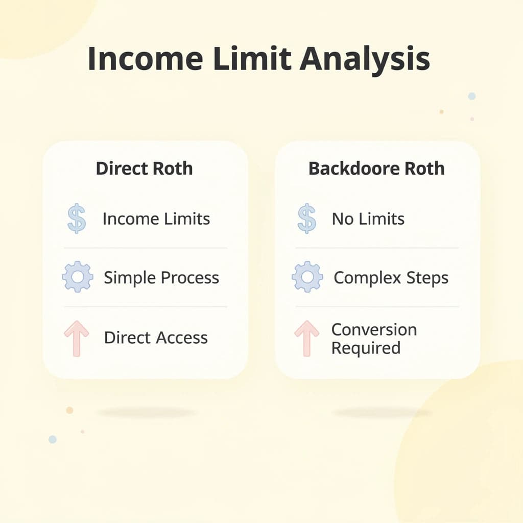 Comparison table showing Direct Roth vs Backdoor Roth IRA strategies