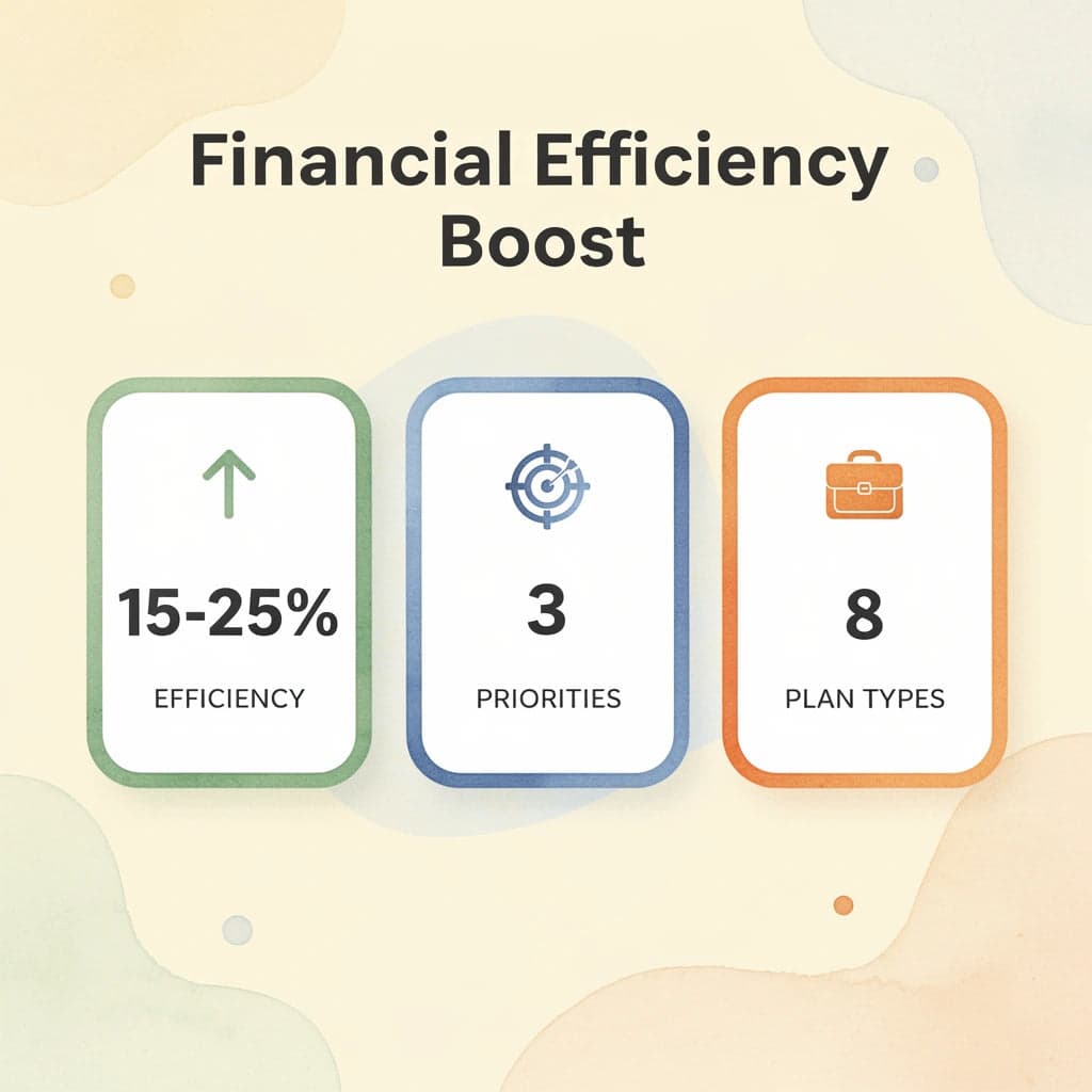 Statistics showing financial efficiency improvements and key numbers