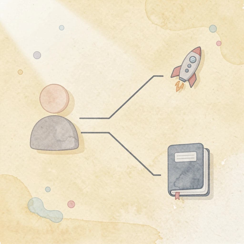 Icon showing a person splitting into two tax rate paths