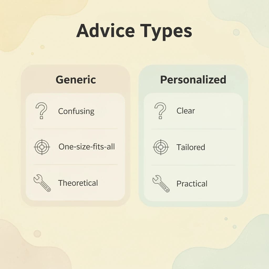 Comparison between generic and personalized financial advice