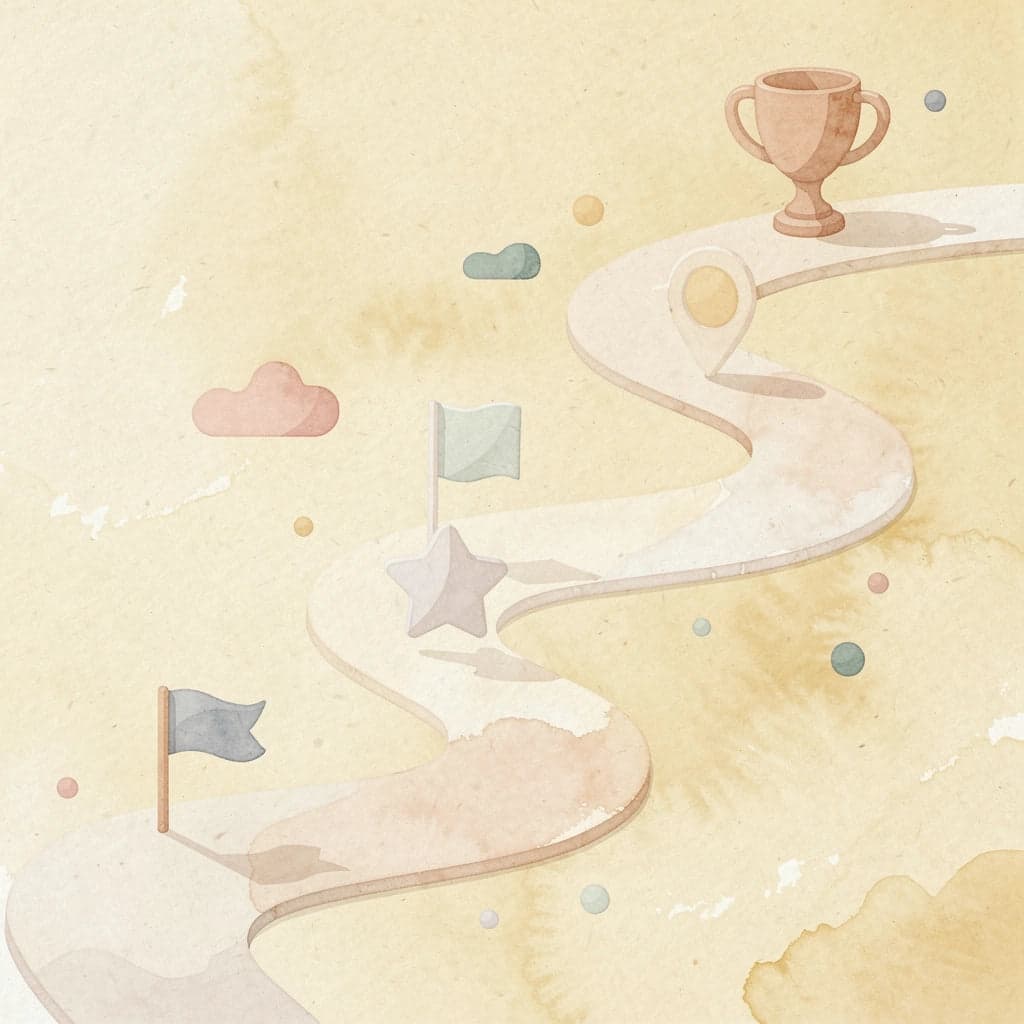 Winding path with milestones representing retirement planning journey