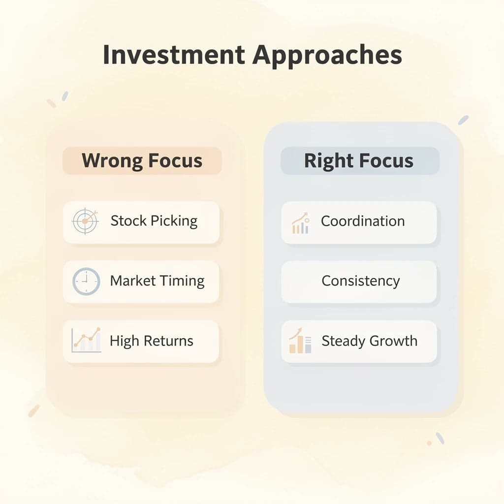 Comparison chart showing wrong vs right investment focus approaches