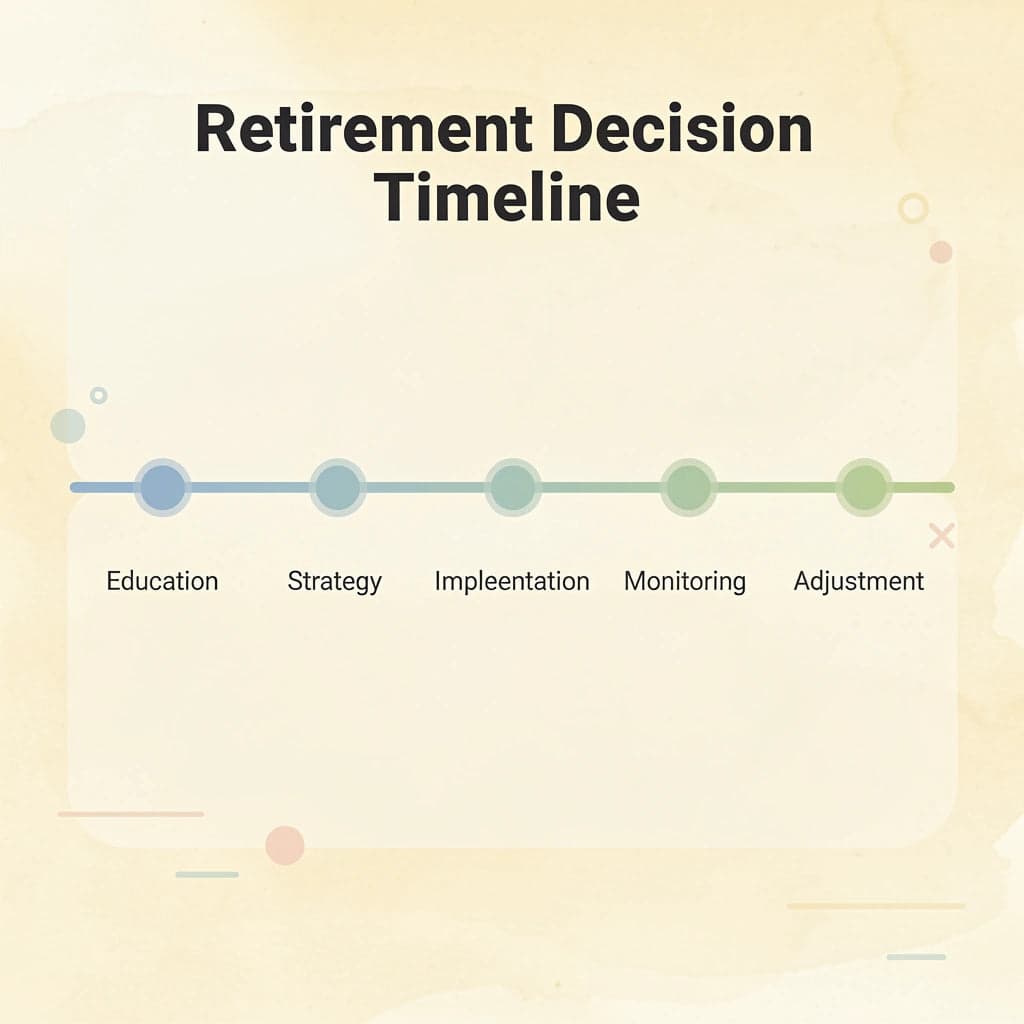 Timeline showing retirement decision process from education to adjustment