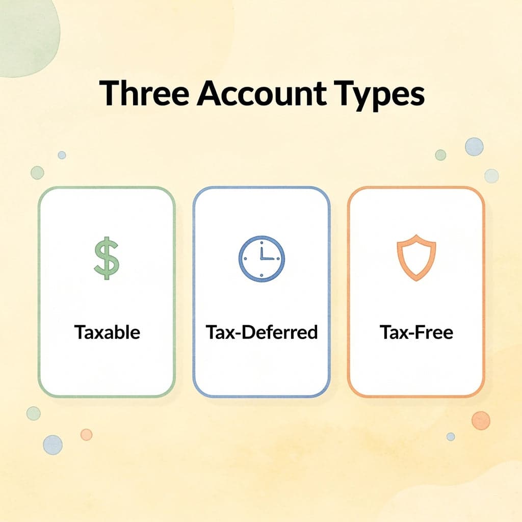 Infographic showing three retirement account types
