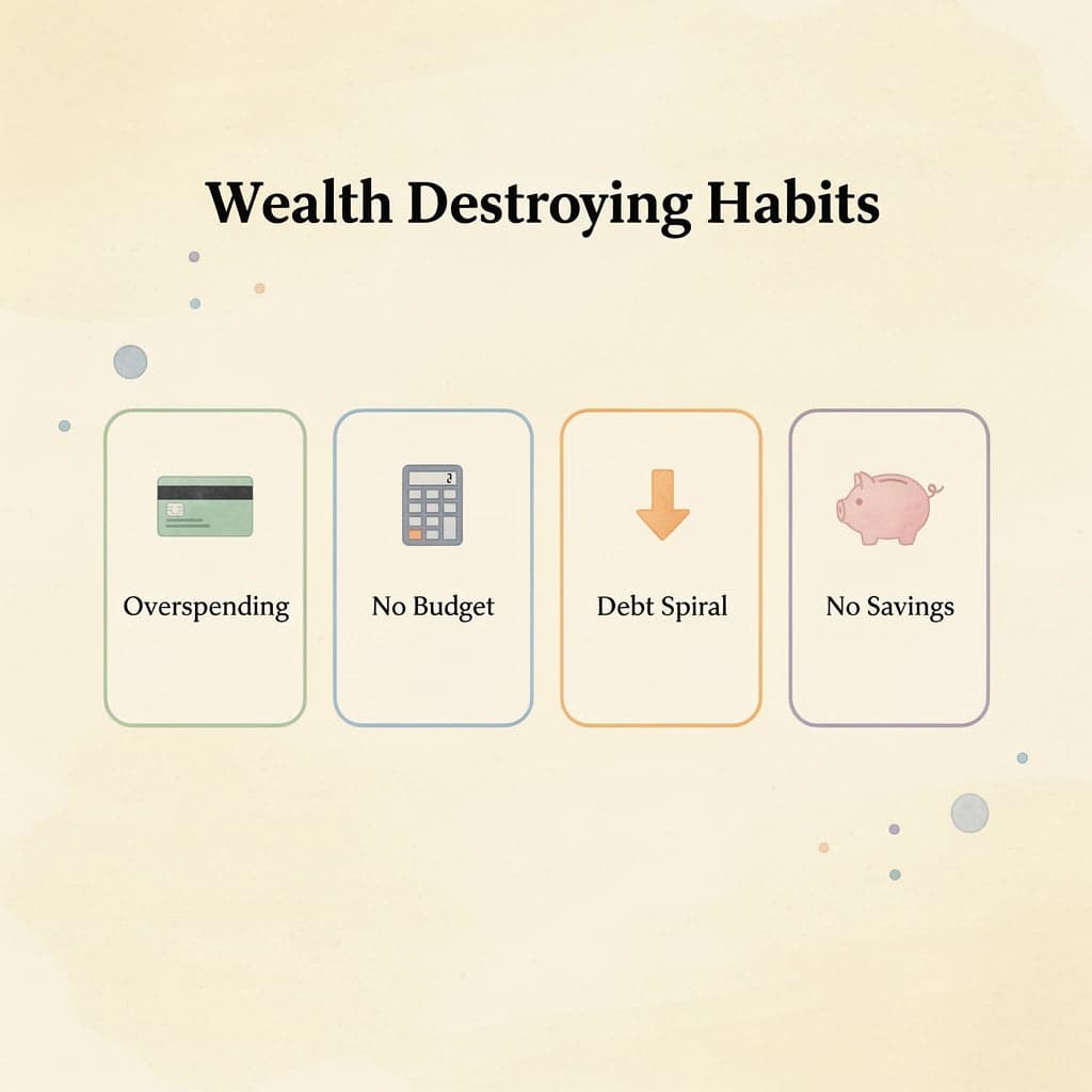 Infographic showing four wealth-destroying habits