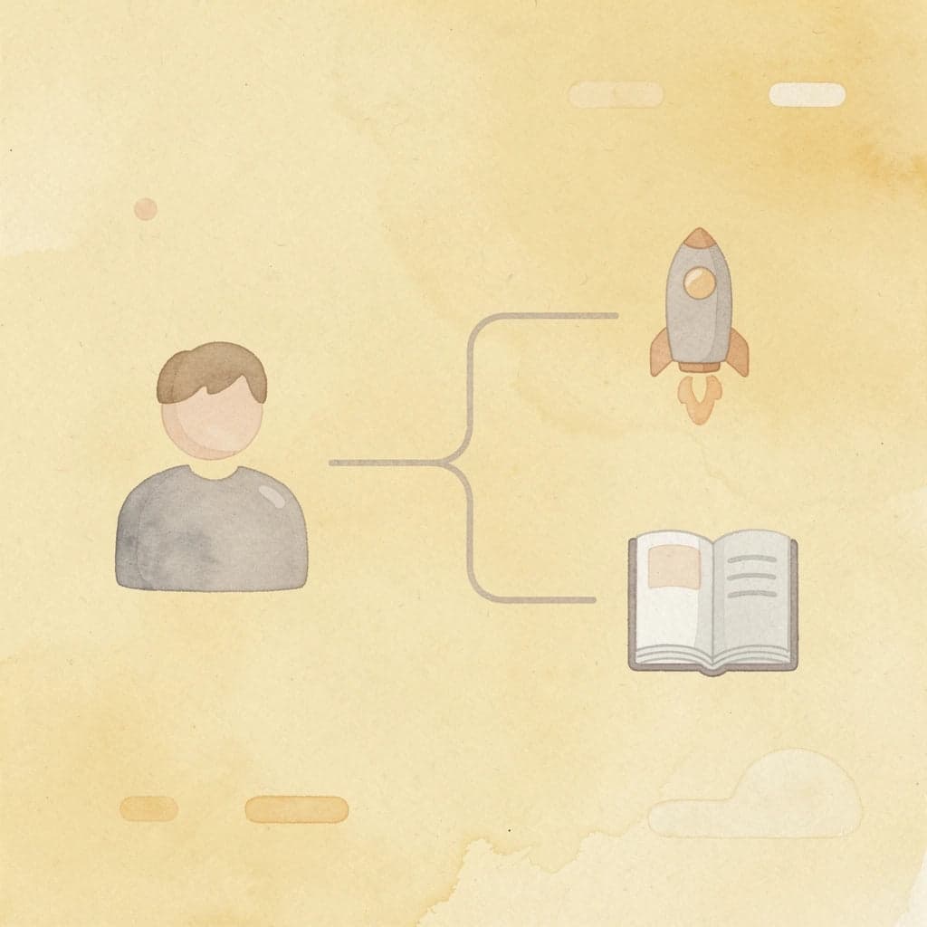 Icon showing wealth-building path splitting into two different approaches