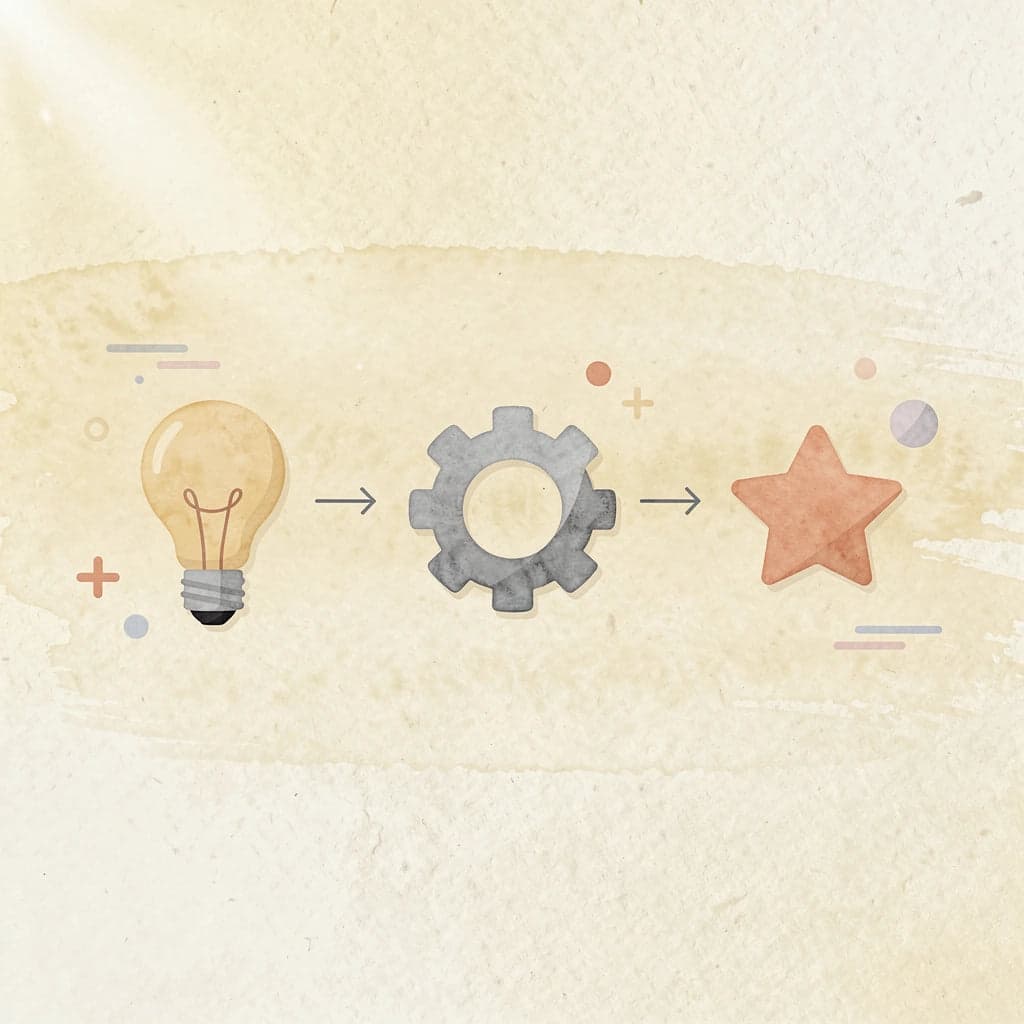 Three icons showing progression from knowledge to understanding to financial success