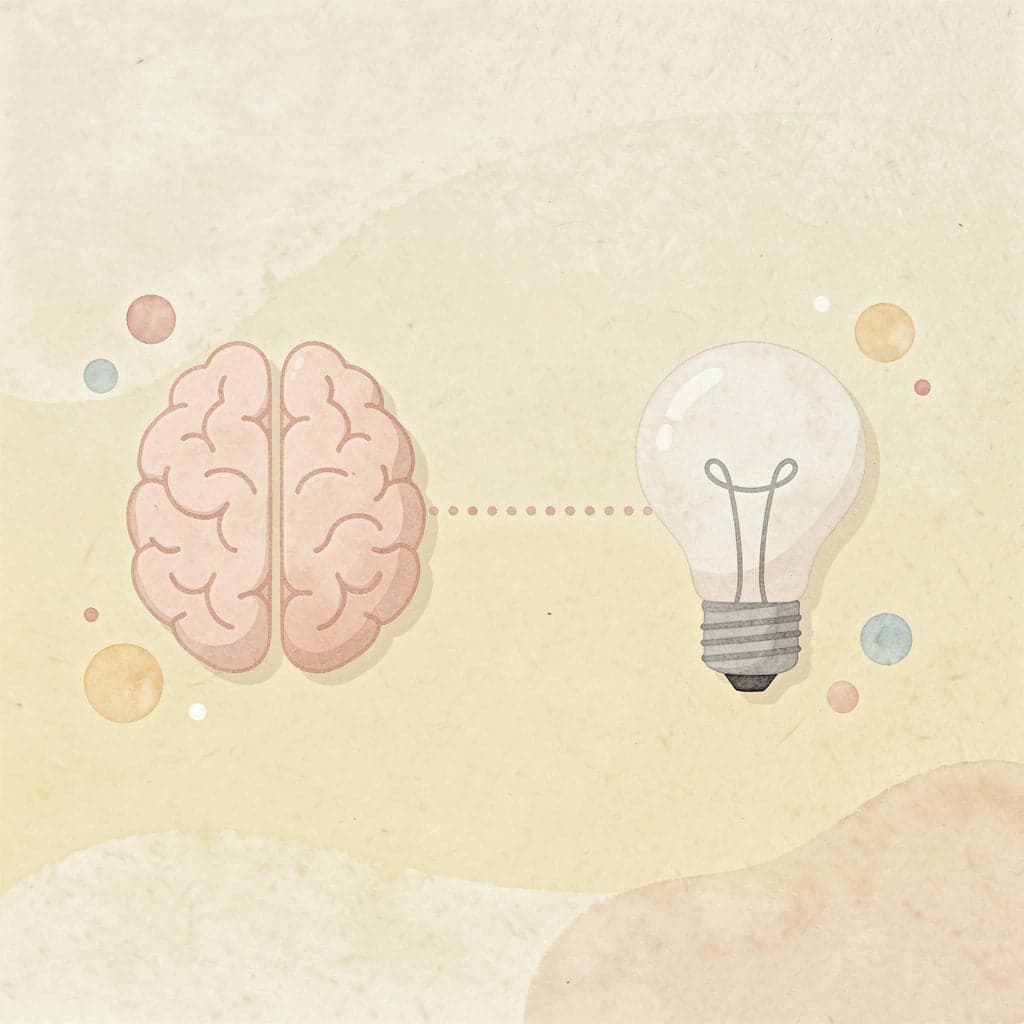 Brain and target icons connected by a dotted line showing the knowledge-to-execution relationship