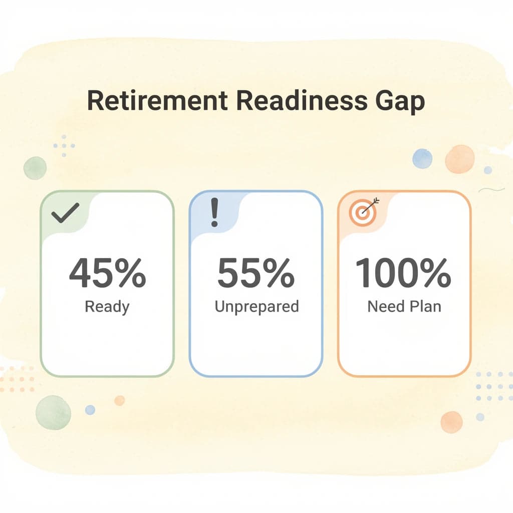 Statistics showing retirement readiness percentages among Americans
